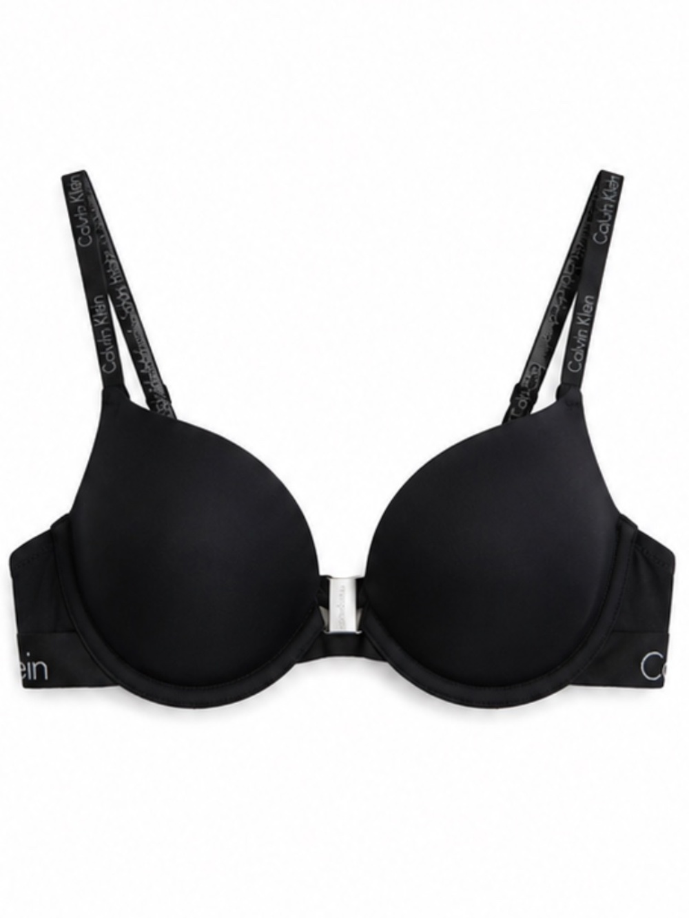 Calvin Klein Black Padded T-Shirt Bra with Logo Straps – 36B GUC